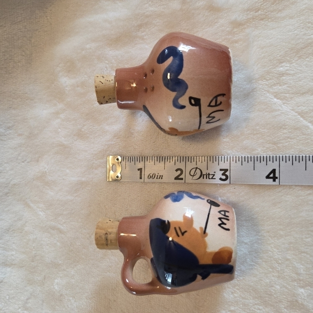 Two Ma Salt & Pepper Set Smoking Pipes On Moonshine Jug Ozark Toothpick - Picture 11 of 11